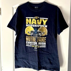Notre Dame Navy L T Shirt 2010 Meadowlands Stadium Game Shirt Gear For Sports